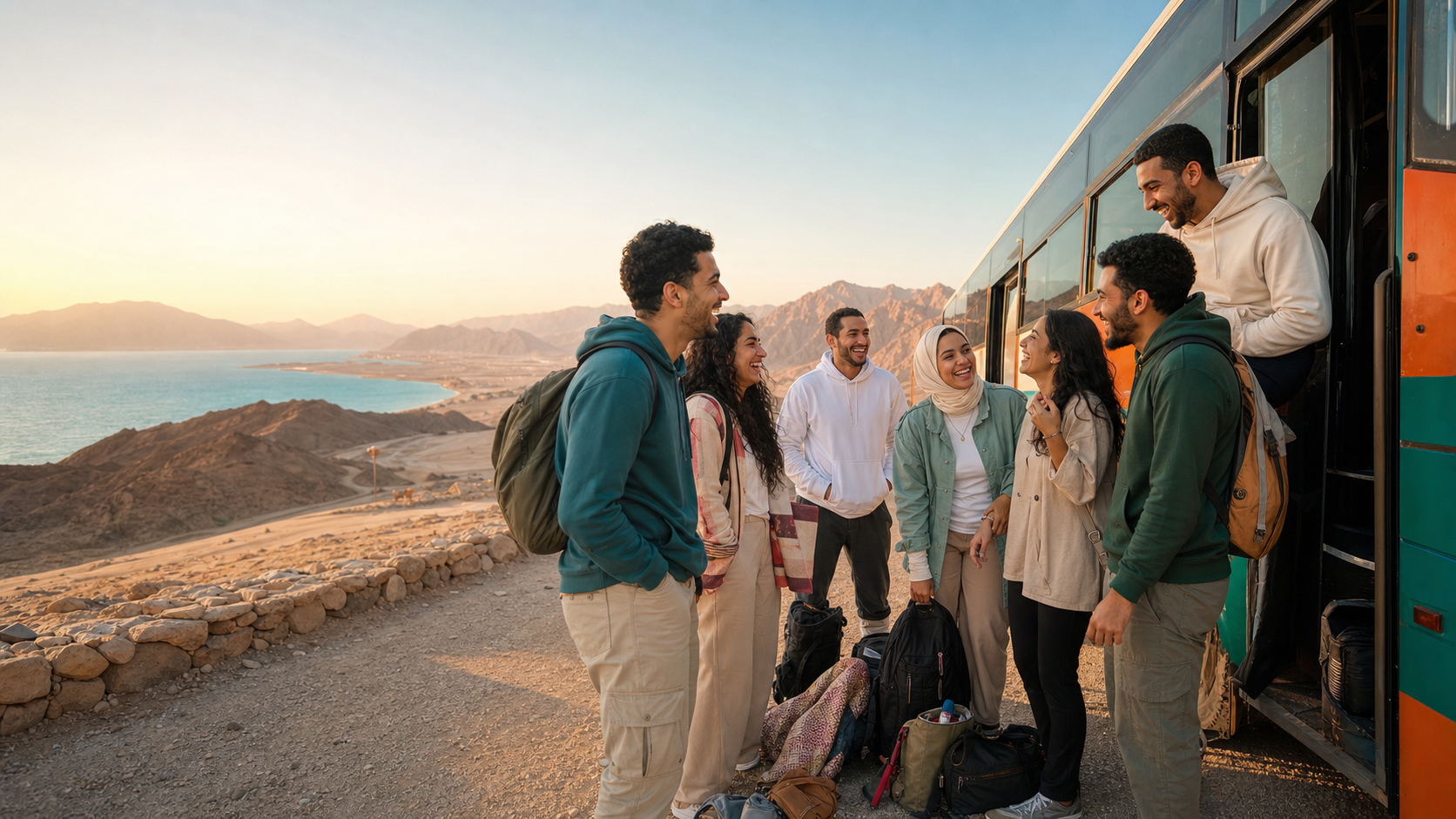 Tirhal friends by the Red Sea